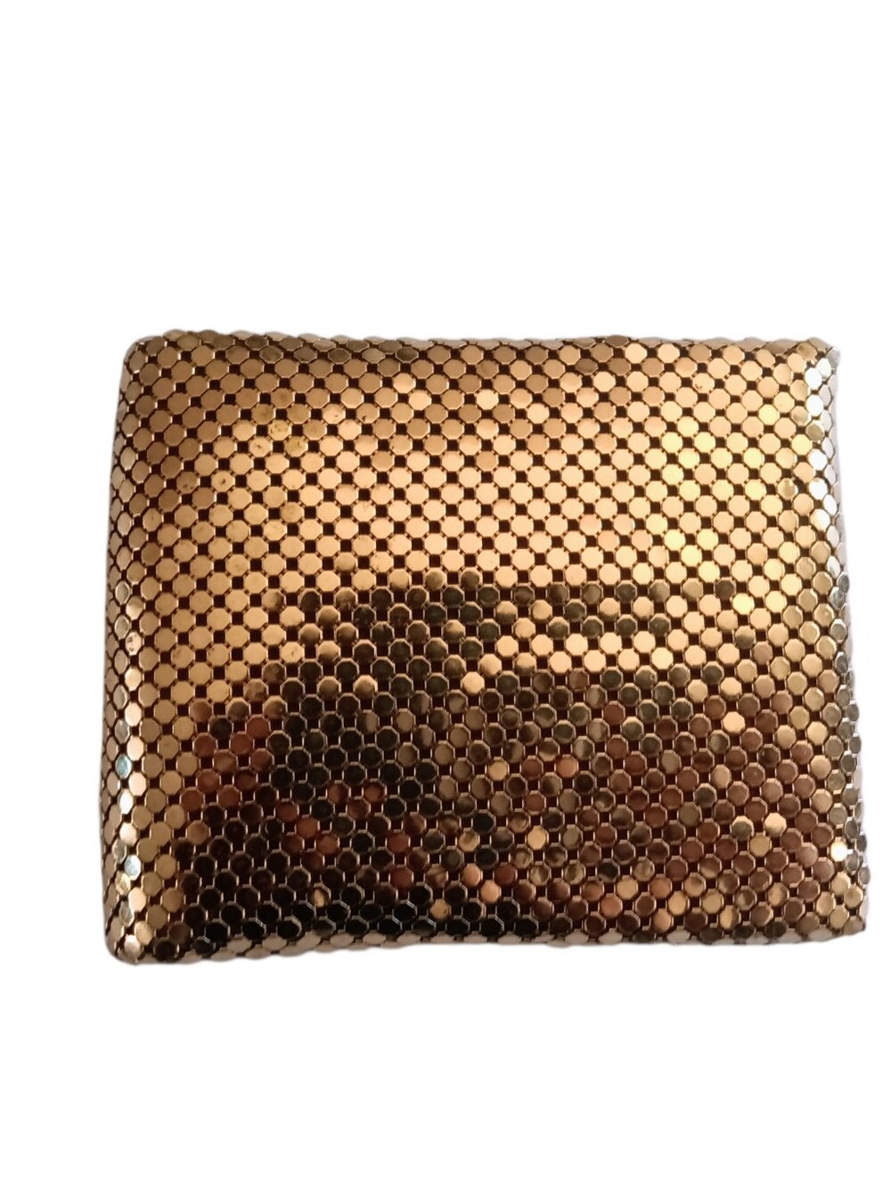 VTG Whiting & Davis Gold-Tone Metal Mesh Foldover Wallet